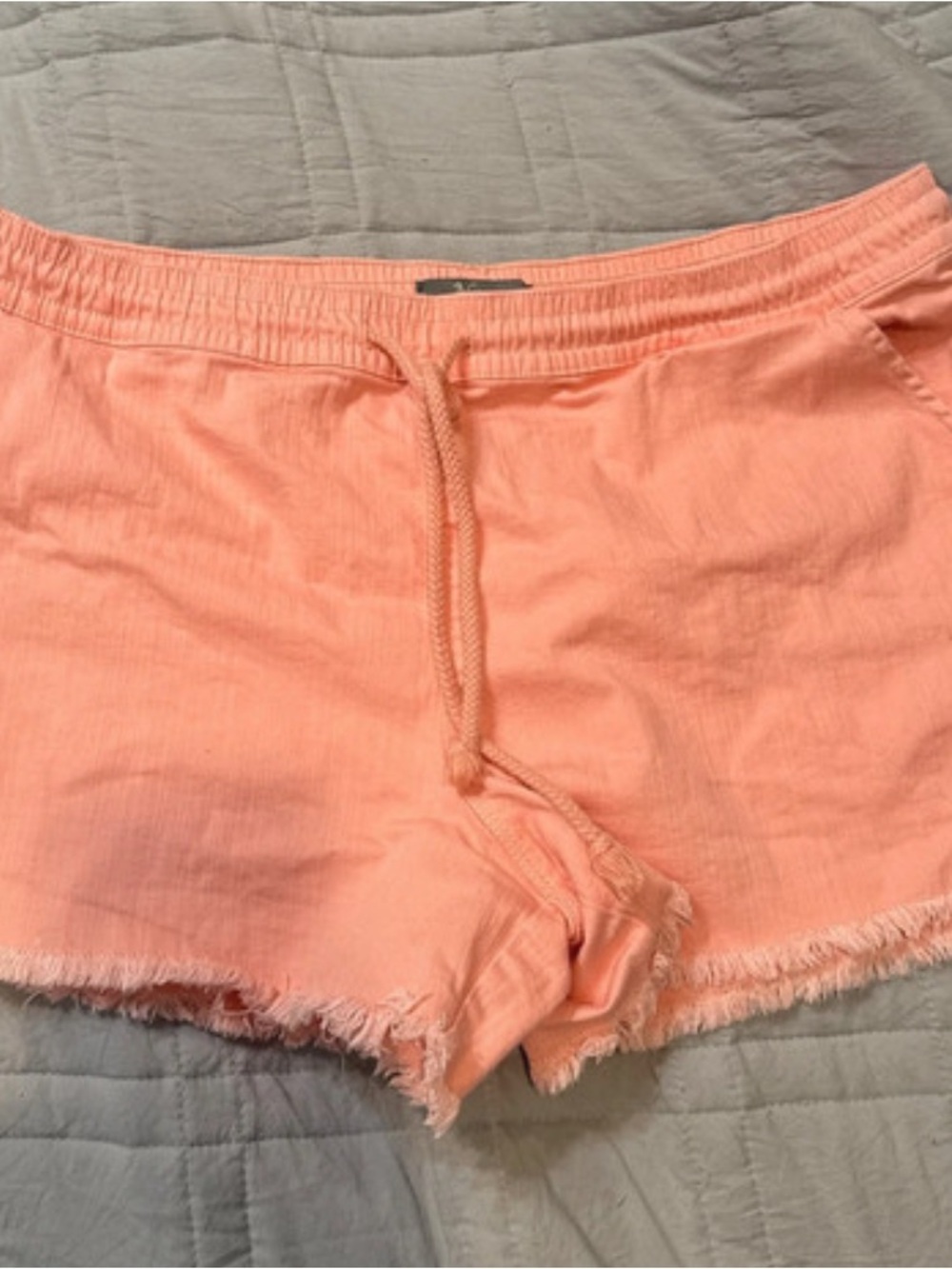 Natural Reflections Peach Drawstring Frayed Hem Shorts